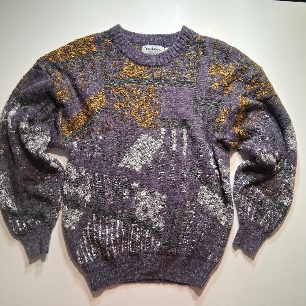 Vintage mens multicolored sweater beautiful colors 90s streetwear textured knit